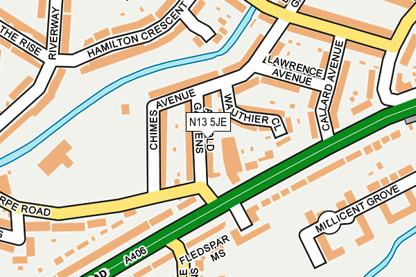 N13 5JE map - OS OpenMap – Local (Ordnance Survey) N13 5JE map - OS OpenMap – Local (Ordnance Survey)