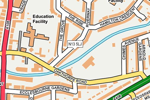 N13 5LJ map - OS OpenMap – Local (Ordnance Survey) N13 5LJ map - OS OpenMap – Local (Ordnance Survey)