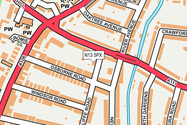 N13 5PX map - OS OpenMap – Local (Ordnance Survey) N13 5PX map - OS OpenMap – Local (Ordnance Survey)
