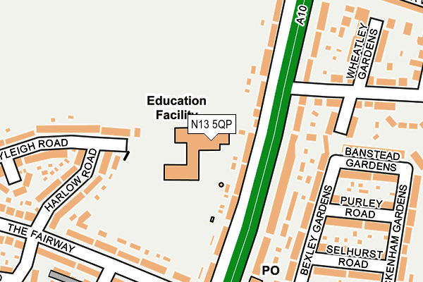 N13 5QP map - OS OpenMap – Local (Ordnance Survey) N13 5QP map - OS OpenMap – Local (Ordnance Survey)
