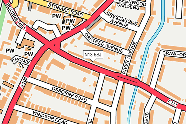 N13 5SJ map - OS OpenMap – Local (Ordnance Survey) N13 5SJ map - OS OpenMap – Local (Ordnance Survey)