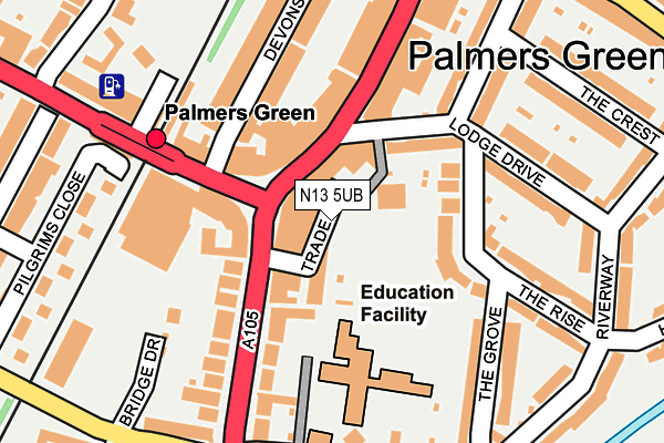 N13 5UB map - OS OpenMap – Local (Ordnance Survey) N13 5UB map - OS OpenMap – Local (Ordnance Survey)