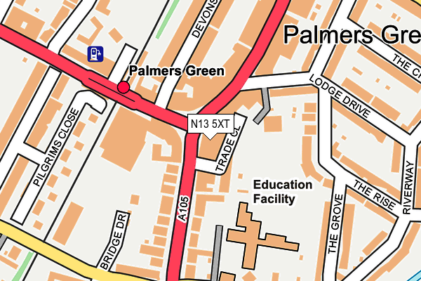 N13 5XT map - OS OpenMap – Local (Ordnance Survey)