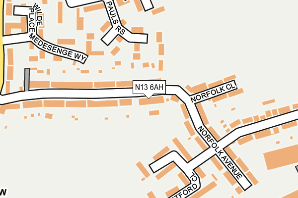 N13 6AH map - OS OpenMap – Local (Ordnance Survey) N13 6AH map - OS OpenMap – Local (Ordnance Survey)