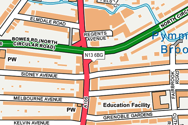 N13 6BG map - OS OpenMap – Local (Ordnance Survey)