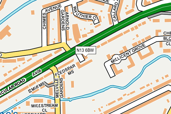 N13 6BW map - OS OpenMap – Local (Ordnance Survey) N13 6BW map - OS OpenMap – Local (Ordnance Survey)