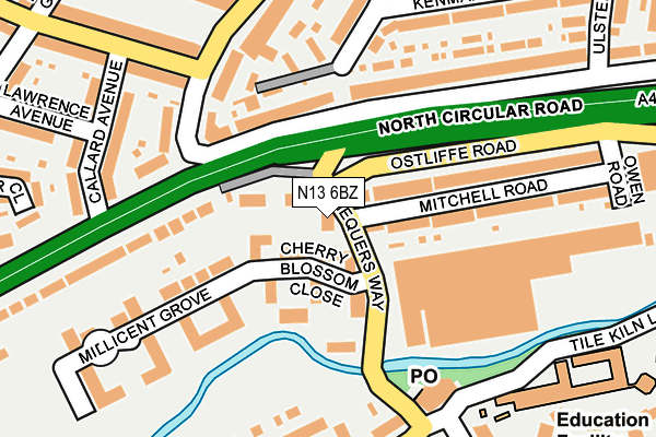 N13 6BZ map - OS OpenMap – Local (Ordnance Survey) N13 6BZ map - OS OpenMap – Local (Ordnance Survey)