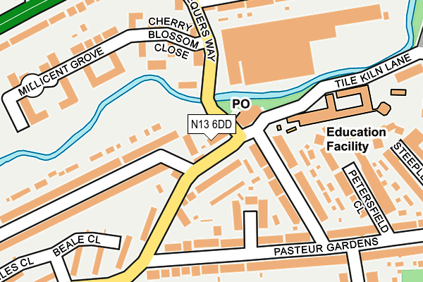 N13 6DD map - OS OpenMap – Local (Ordnance Survey) N13 6DD map - OS OpenMap – Local (Ordnance Survey)
