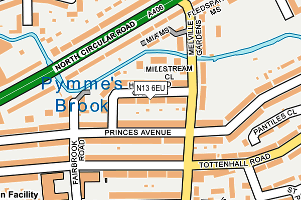 N13 6EU map - OS OpenMap – Local (Ordnance Survey)