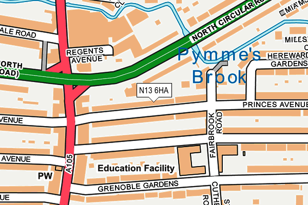 N13 6HA map - OS OpenMap – Local (Ordnance Survey) N13 6HA map - OS OpenMap – Local (Ordnance Survey)