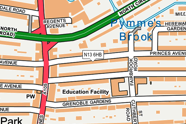 N13 6HB map - OS OpenMap – Local (Ordnance Survey)