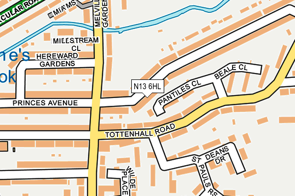 N13 6HL map - OS OpenMap – Local (Ordnance Survey) N13 6HL map - OS OpenMap – Local (Ordnance Survey)
