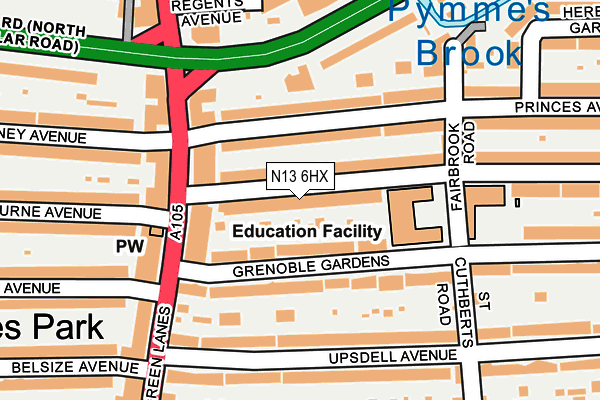 N13 6HX map - OS OpenMap – Local (Ordnance Survey) N13 6HX map - OS OpenMap – Local (Ordnance Survey)