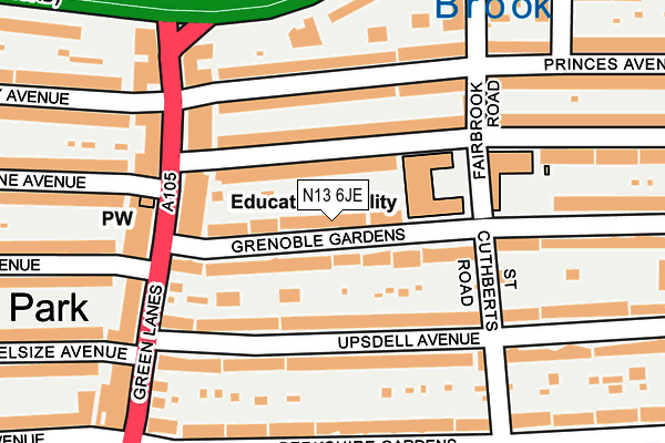N13 6JE map - OS OpenMap – Local (Ordnance Survey) N13 6JE map - OS OpenMap – Local (Ordnance Survey)