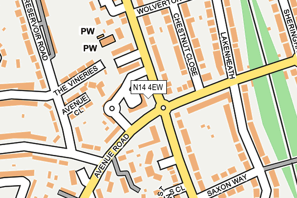 N14 4EW map - OS OpenMap – Local (Ordnance Survey) N14 4EW map - OS OpenMap – Local (Ordnance Survey)