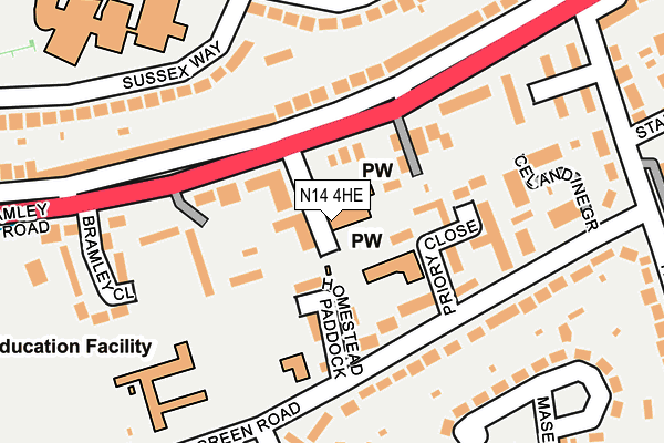 N14 4HE map - OS OpenMap – Local (Ordnance Survey) N14 4HE map - OS OpenMap – Local (Ordnance Survey)