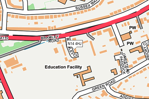 N14 4HJ map - OS OpenMap – Local (Ordnance Survey) N14 4HJ map - OS OpenMap – Local (Ordnance Survey)