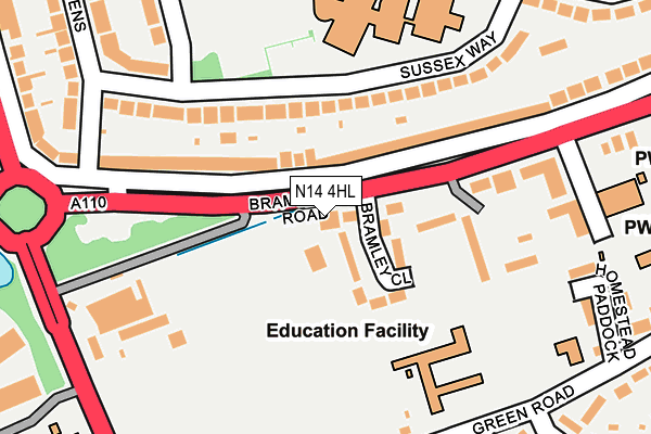 N14 4HL map - OS OpenMap – Local (Ordnance Survey) N14 4HL map - OS OpenMap – Local (Ordnance Survey)