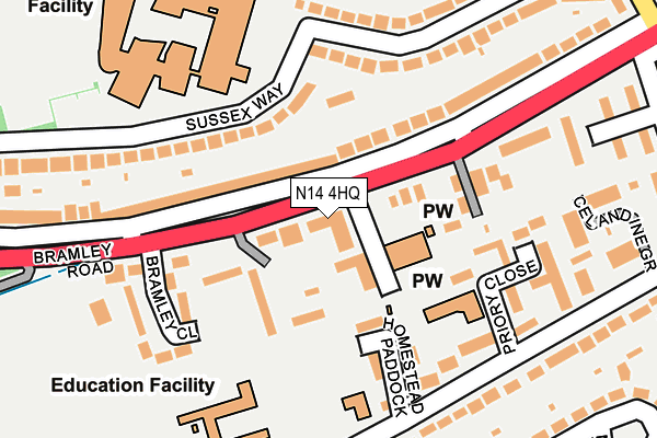 N14 4HQ map - OS OpenMap – Local (Ordnance Survey) N14 4HQ map - OS OpenMap – Local (Ordnance Survey)