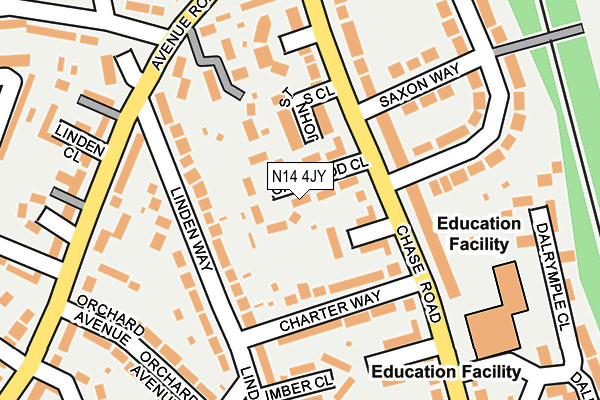 N14 4JY map - OS OpenMap – Local (Ordnance Survey)
