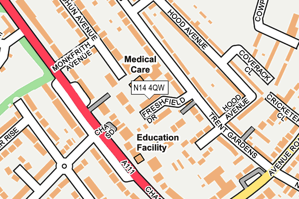 N14 4QW map - OS OpenMap – Local (Ordnance Survey) N14 4QW map - OS OpenMap – Local (Ordnance Survey)