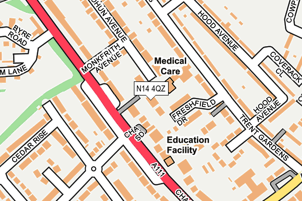 N14 4QZ map - OS OpenMap – Local (Ordnance Survey) N14 4QZ map - OS OpenMap – Local (Ordnance Survey)