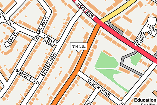 N14 5JE map - OS OpenMap – Local (Ordnance Survey) N14 5JE map - OS OpenMap – Local (Ordnance Survey)