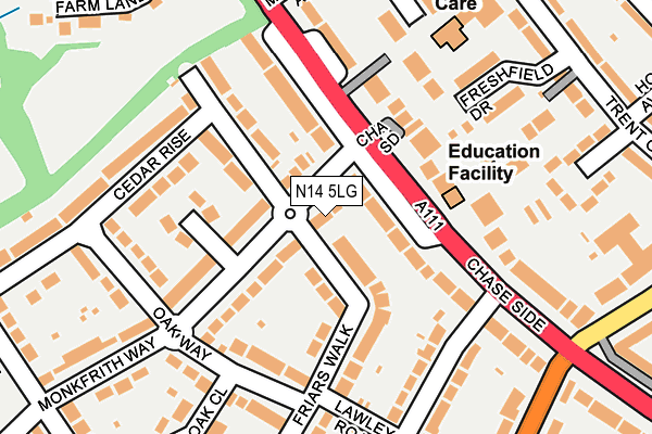 N14 5LG map - OS OpenMap – Local (Ordnance Survey) N14 5LG map - OS OpenMap – Local (Ordnance Survey)