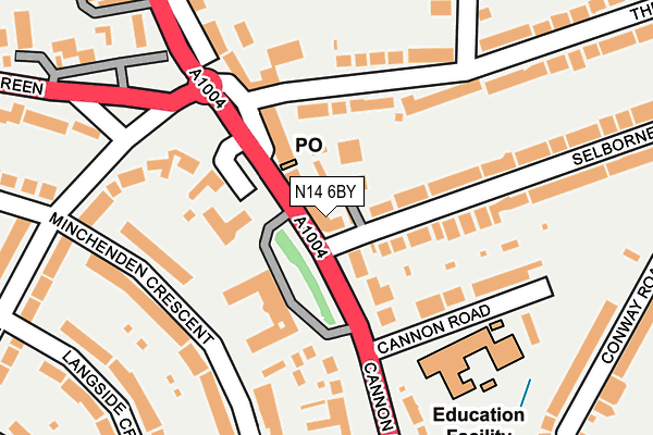 N14 6BY map - OS OpenMap – Local (Ordnance Survey)
