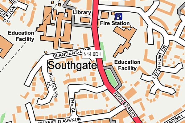 N14 6DH map - OS OpenMap – Local (Ordnance Survey)