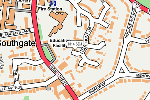 N14 6DJ map - OS OpenMap – Local (Ordnance Survey)