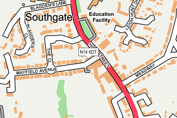 N14 6DT map - OS OpenMap – Local (Ordnance Survey) N14 6DT map - OS OpenMap – Local (Ordnance Survey)