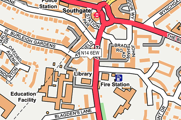 N14 6EW map - OS OpenMap – Local (Ordnance Survey) N14 6EW map - OS OpenMap – Local (Ordnance Survey)