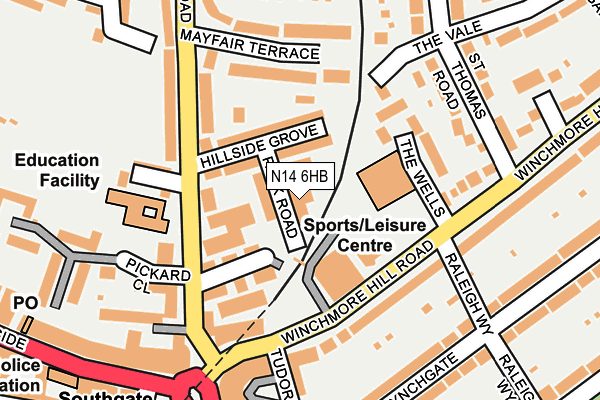 N14 6HB map - OS OpenMap – Local (Ordnance Survey) N14 6HB map - OS OpenMap – Local (Ordnance Survey)