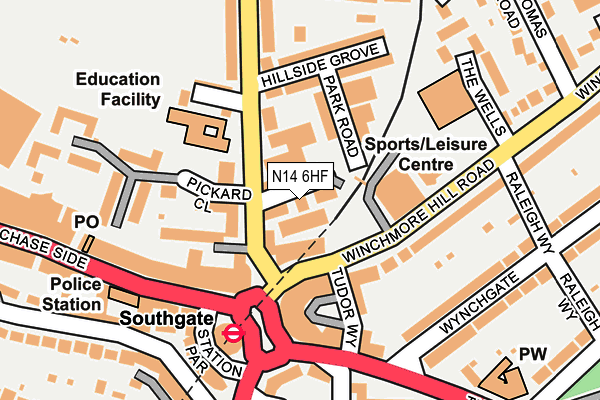 N14 6HF map - OS OpenMap – Local (Ordnance Survey) N14 6HF map - OS OpenMap – Local (Ordnance Survey)