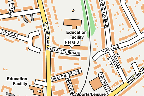 N14 6HU map - OS OpenMap – Local (Ordnance Survey) N14 6HU map - OS OpenMap – Local (Ordnance Survey)