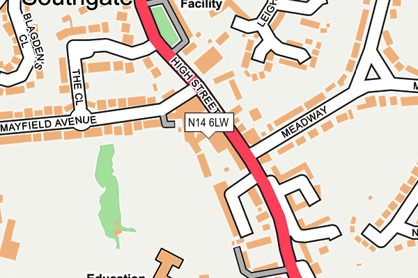 N14 6LW map - OS OpenMap – Local (Ordnance Survey) N14 6LW map - OS OpenMap – Local (Ordnance Survey)