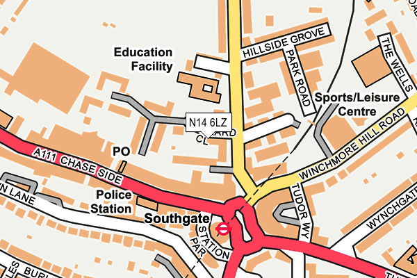 N14 6LZ map - OS OpenMap – Local (Ordnance Survey) N14 6LZ map - OS OpenMap – Local (Ordnance Survey)