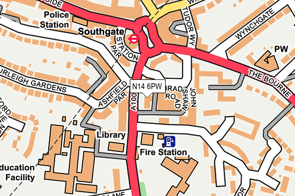N14 6PW map - OS OpenMap – Local (Ordnance Survey) N14 6PW map - OS OpenMap – Local (Ordnance Survey)