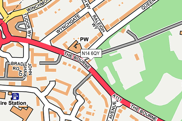 N14 6QY map - OS OpenMap – Local (Ordnance Survey) N14 6QY map - OS OpenMap – Local (Ordnance Survey)