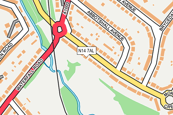 N14 7AL map - OS OpenMap – Local (Ordnance Survey)