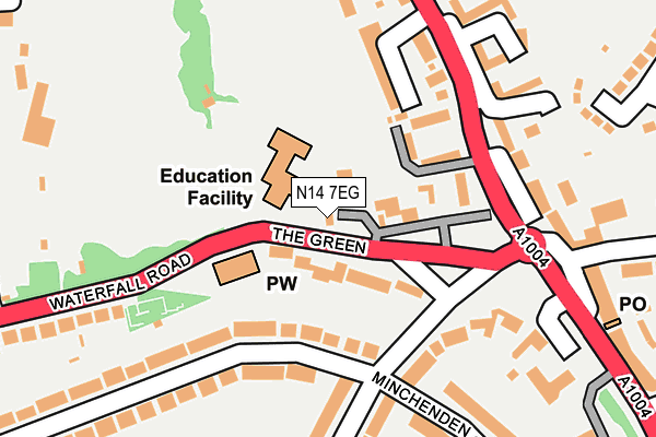 N14 7EG map - OS OpenMap – Local (Ordnance Survey)