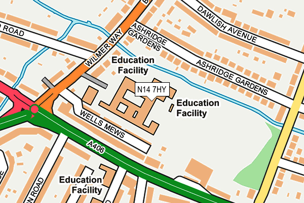 N14 7HY map - OS OpenMap – Local (Ordnance Survey) N14 7HY map - OS OpenMap – Local (Ordnance Survey)