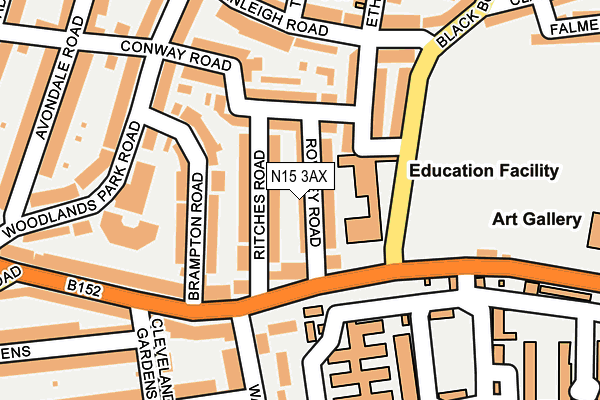 N15 3AX map - OS OpenMap – Local (Ordnance Survey) N15 3AX map - OS OpenMap – Local (Ordnance Survey)