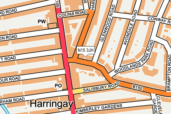 N15 3JH map - OS OpenMap – Local (Ordnance Survey) N15 3JH map - OS OpenMap – Local (Ordnance Survey)