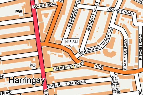 N15 3JJ map - OS OpenMap – Local (Ordnance Survey) N15 3JJ map - OS OpenMap – Local (Ordnance Survey)