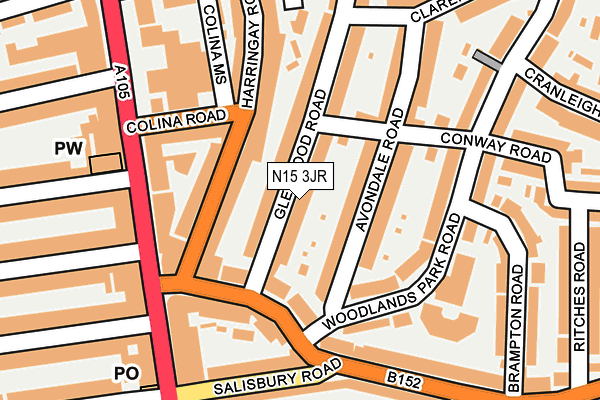 N15 3JR map - OS OpenMap – Local (Ordnance Survey) N15 3JR map - OS OpenMap – Local (Ordnance Survey)