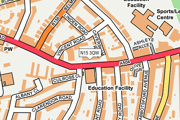 N15 3QW map - OS OpenMap – Local (Ordnance Survey) N15 3QW map - OS OpenMap – Local (Ordnance Survey)