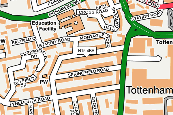 N15 4BA map - OS OpenMap – Local (Ordnance Survey)