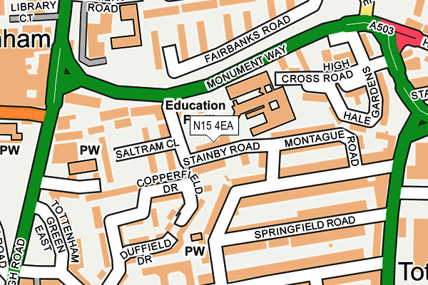 N15 4EA map - OS OpenMap – Local (Ordnance Survey)